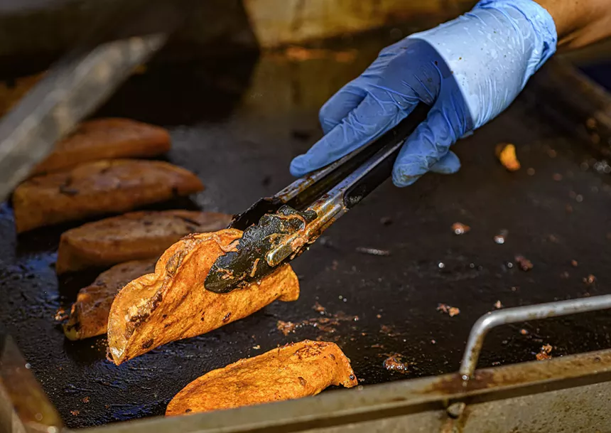birria tacos on a grill