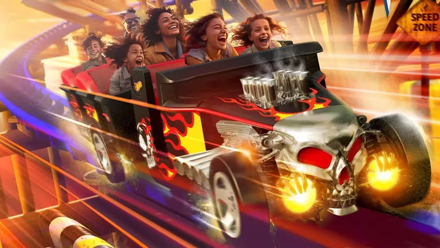 Children on an amusement park ride.