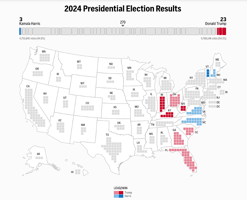 an electoral college map