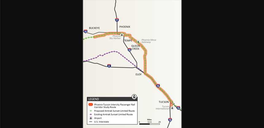 a map of a rail line in arizona