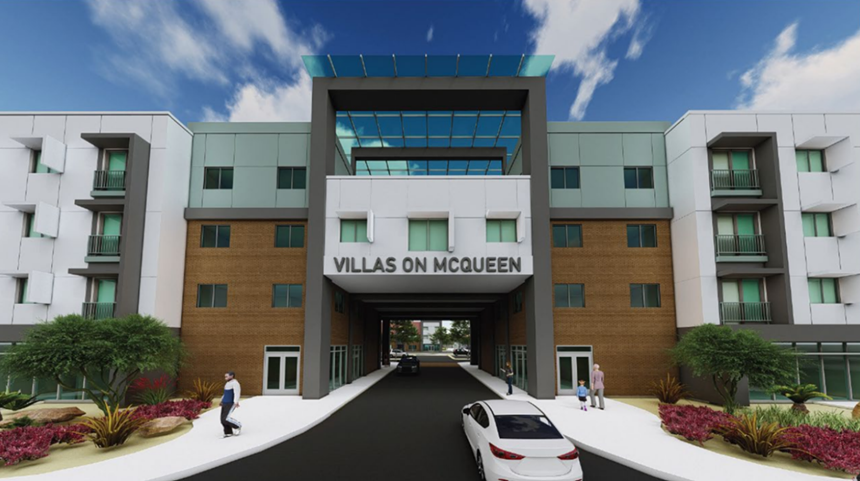 A rendering of an apartment complex