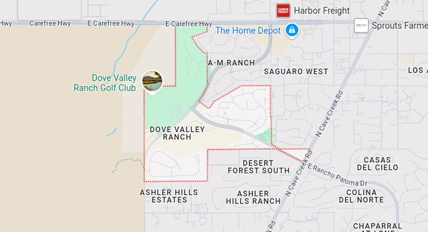 a map of the dove valley ranch neighborhood in phoenix