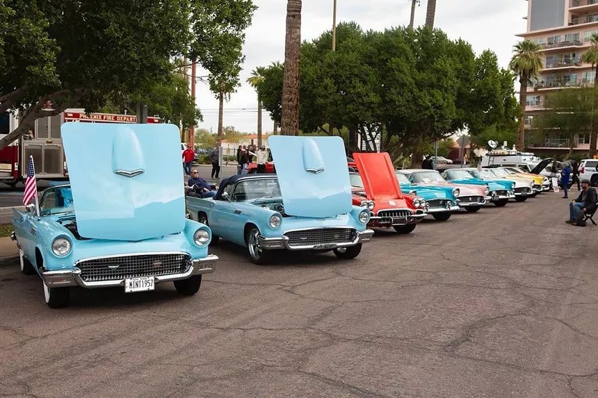 Vintage cars in a row.
