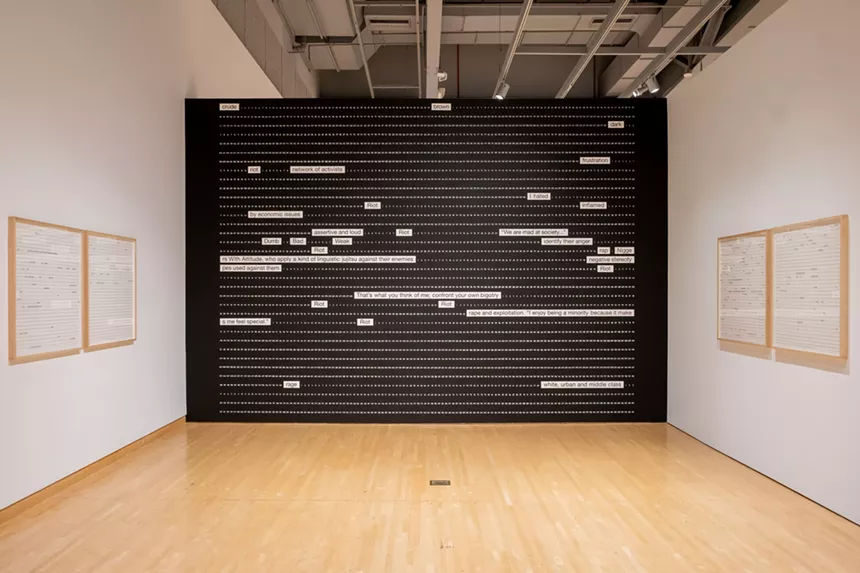 A wall at an art show.