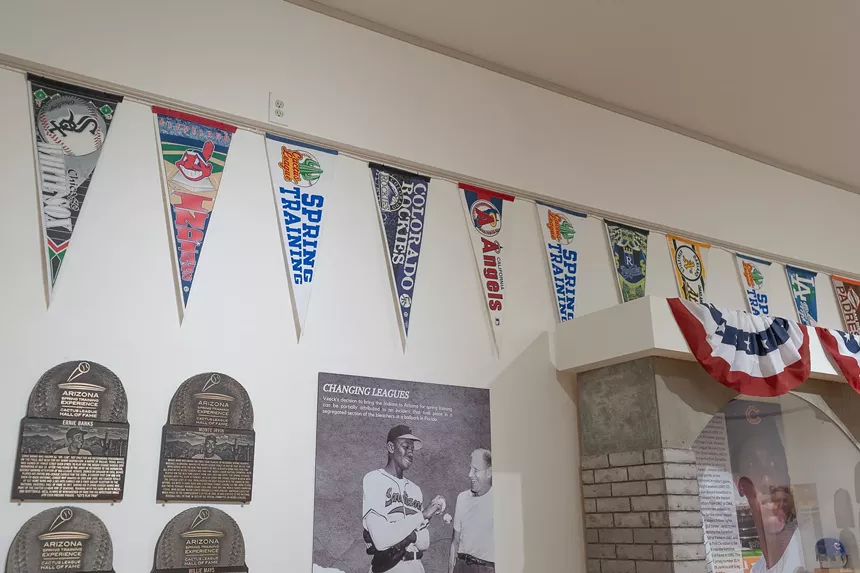 Memorabilia on the wall of a museum