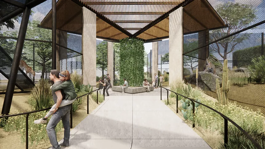 A rendering of a zoo exhibit.