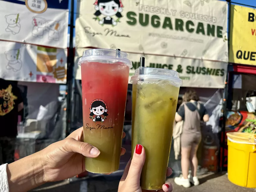 Green sugarcane drinks at FoodieLand.