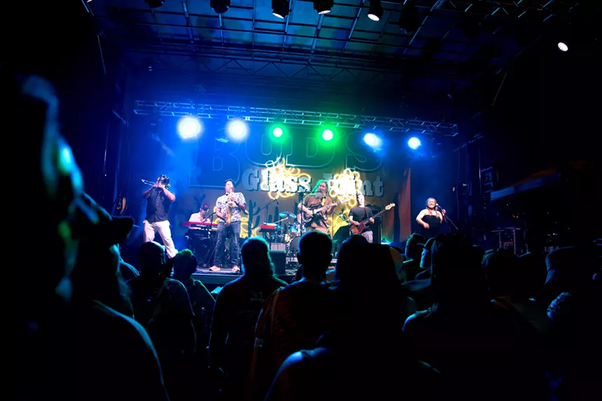 a band performs on stage