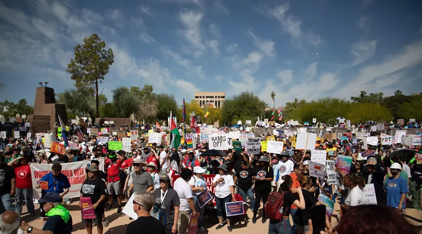 protesters outside the Arizona Capitol