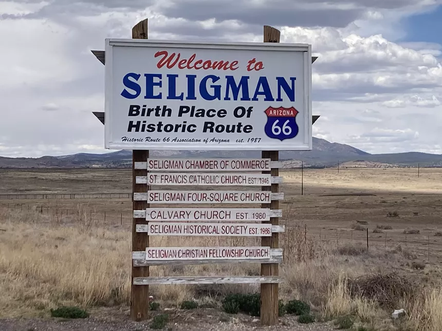 a "Welcome to Seligman" sign