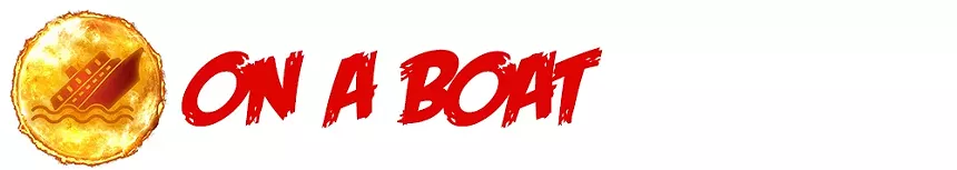 a logo of a boat sinking and the words 'on a boat'