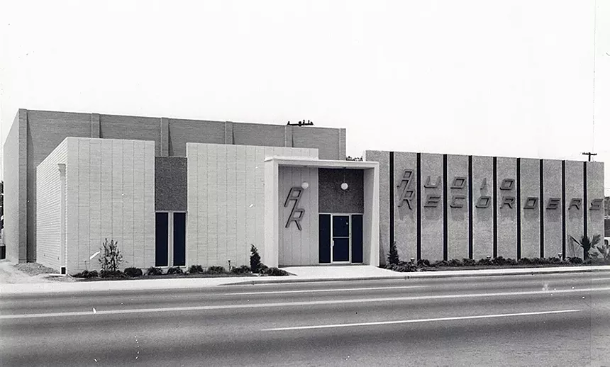 a vintage photo of a recording studio