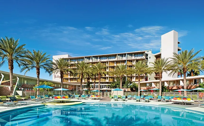 A shot of a pool at a resort.
