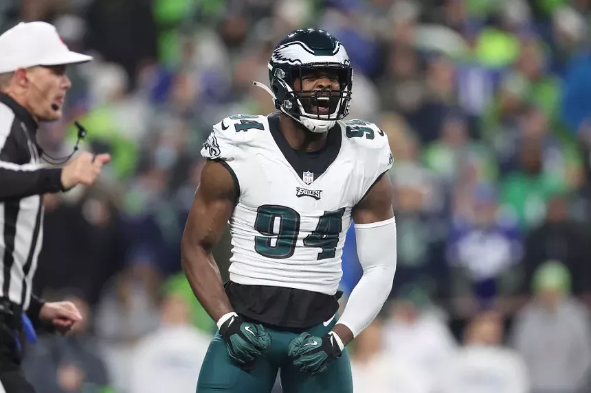 josh sweat in an eagles jersey