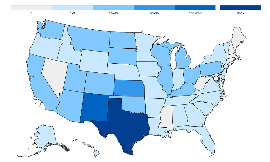 a heatmap of measles cases in the US