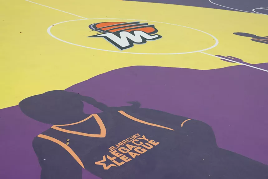 A basketball-themed mural.