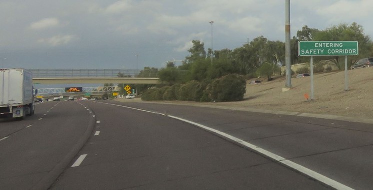Part of the new Safety Corridor on westbound I-10 in downtown Phoenix. - RAY STERN