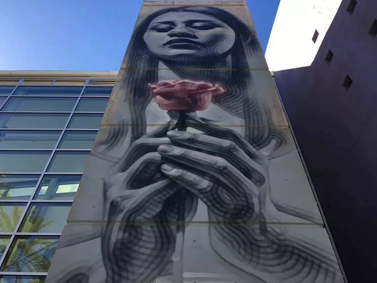 Check out El Mac's mural (shown here in progress) when you hit Spark! Festival of Creativity at Mesa Arts Center. - LYNN TRIMBLE