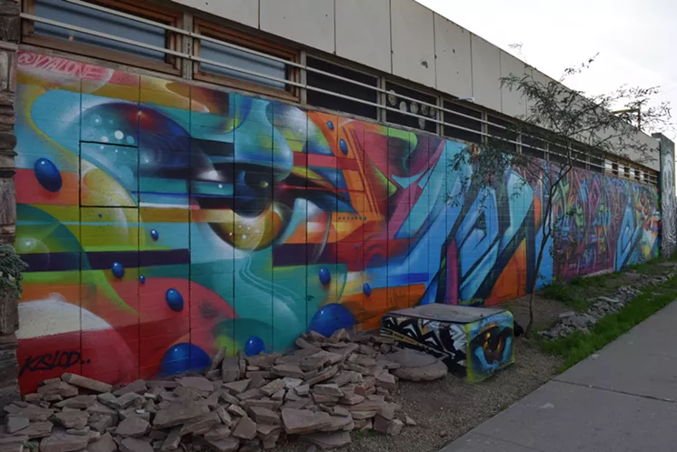 NeoGlyphix mural completed January 6 at the Hive (existing Lalo Cota art retained on west end). - LYNN TRIMBLE