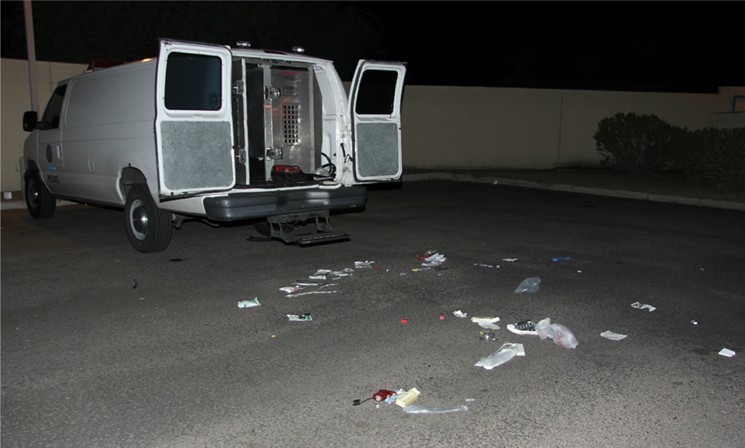 A crime scene photo of the aftermath of Violette's attempted suicide. - PHOENIX POLICE DEPARTMENT