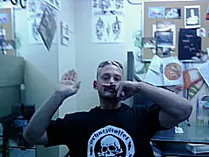Ricci's T-shirt bears the death's head insignia of Hitler's dreaded Schutzstaffel. - MARICOPA COUNTY SUPERIOR COURT