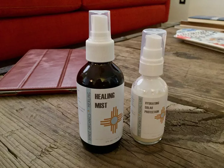 It's Arizona, so BFree Organics Healing Mist and BFree Organics Hydrating Solar Protection are essential. - LAUREN CUSIMANO