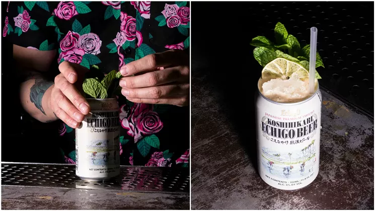 Left: Bartender Sean Traynor garnishes the Rock The Night Away with a dehydrated lime wheel and fresh mint. Right: The cocktail has already been nicknamed the Amaro Mai Tai due to its blend of several popular Italian amaro liqueurs. - SHELBY MOORE