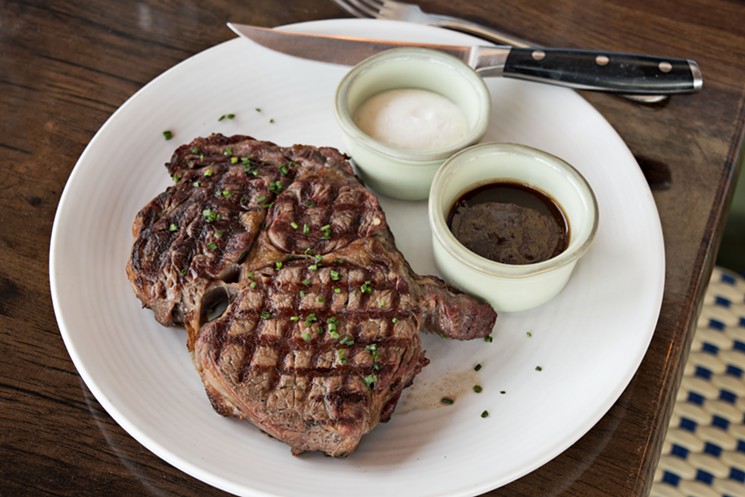 The rib eye steak is skillfully cooked but unremarkable. - JACKIE MERCANDETTI