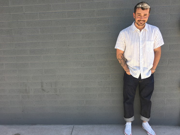 A typical day in the style life of Hahn goes something like this: a Corridor striped shirt over a pair of dark 1933 501s by Levi's Vintage Clothing, pulled together by a pair of white high-tops by The Hill-Side. - LARA PIU
