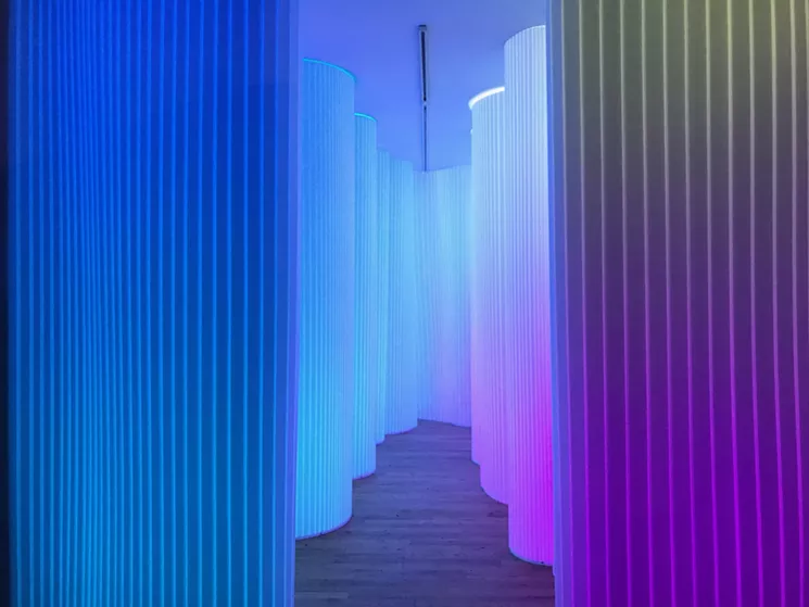 See work by Daniel Funkhouser inside a shipping container gallery in Roosevelt Row. - DANIEL FUNKHOUSER/PHOTO BY LYNN TRIMBLE