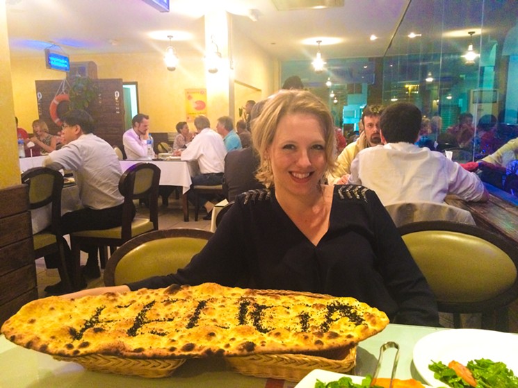Yes, that is my name in nigella seeds on Turkish flatbread. - OLGA AYMERICH
