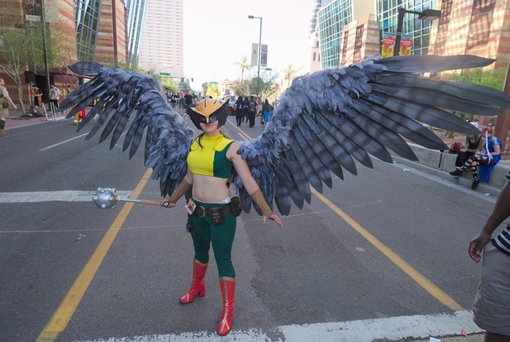 A Hawkgirl cosplayer at last year's Phoenix Comicon. - BENJAMIN LEATHERMAN