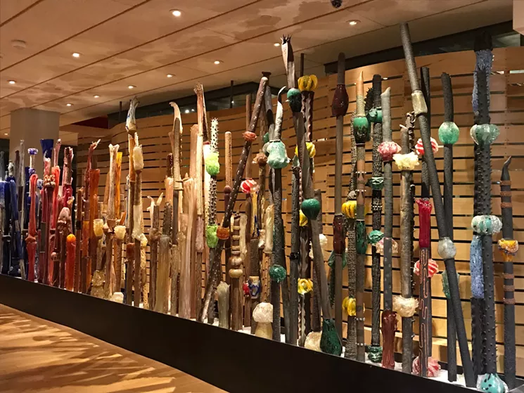 See Indigenous Evolution (20014) by Tony Jojola (Isleta) and Rosemary Lonewolf (Santa Clara Tewa) at Heard Museum. - LYNN TRIMBLE