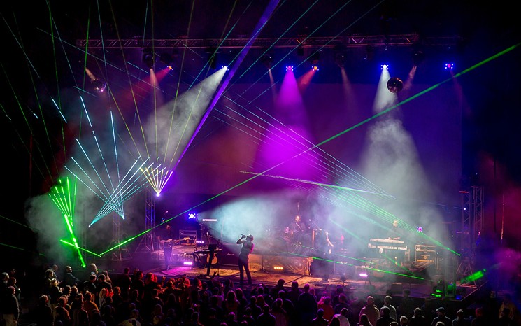 A scene from the Pink Floyd Laser Spectacular. - RALPH ARVESEN/CC BY-SA 2.0, VIA FLICKR CREATIVE COMMONS (CROPPED)