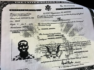 Certificate of naturalization for Abdalla Elmi, as provided by his family. - COURTESY OF ABDALLA ELMI'S FAMILY