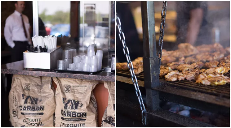 While thin cuts of steak can be started and finished in a matter of minutes, chicken takes longer on the mesquite grill. - SHELBY MOORE