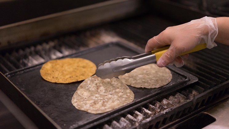 Chef Tamara Stanger makes flour tortillas from wheat and spent grain as well as corn tortillas from Valley-grown American Indian corn. - SHELBY MORE