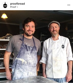 Jared Allen with one of Proof Bread's new owners, Jonathan Przybyl. (Co-owner Amanda Abou-Eid is not pictured.) - JARED ALLEN