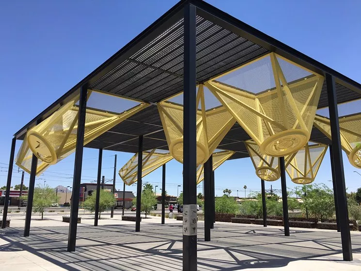 Matthew and Maria Salenger's installation for a Valley Metro park-and-ride station. - MATTHEW AND MARIA SALENGER/PHOTO BY LYNN TRIMBLE