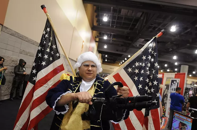 Grant Harper of Goodyear as a Motorized Patriot from BioShock Infinite at Phoenix Comicon 2015. - BENJAMIN LEATHERMAN