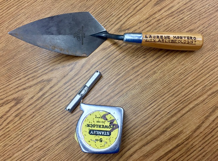 A line level, a metric tape measurer, and a personalized trowel are musts in the field. - LAUREN CUSIMANO