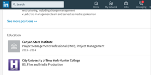 Godzich's LinkedIn profile on July 25 lists a B.S. degree from Hunter College. - LINKEDIN