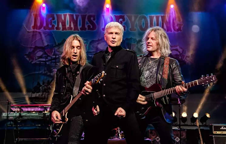 Dennis DeYoung (center) with August Zadra (left) and Jimmy Leahey (right). - COURTESY OF MESA ARTS CENTER