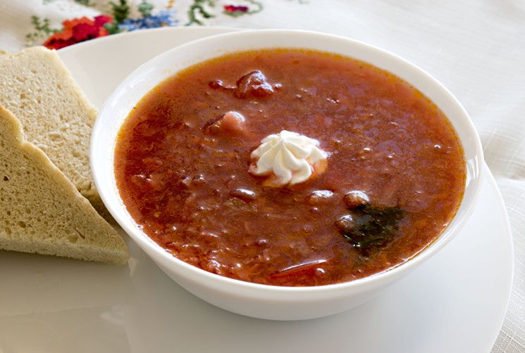 Classic borscht soup at Soup & Sausage Bistro. - JACKIE MERCANDETTI