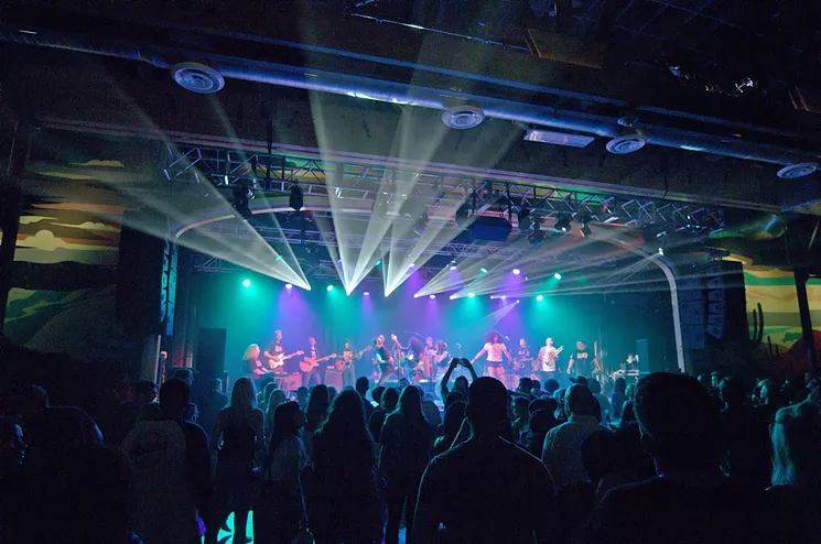 Phoenix Afrobeat Orchestra performs at The Van Buren during its preview party on Tuesday, August 22. - BENJAMIN LEATHERMAN
