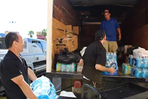 A truck arrived on Wednesday afternoon to pick up another load of supplies donated to the Puerto Rico Latin Bar & Grill. - RAY STERN