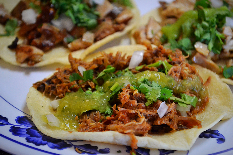The al pastor is shaved fresh off the trompo at Taqueria El Gallo de Lagos in Mesa. - PATRICIA ESCARCEGA