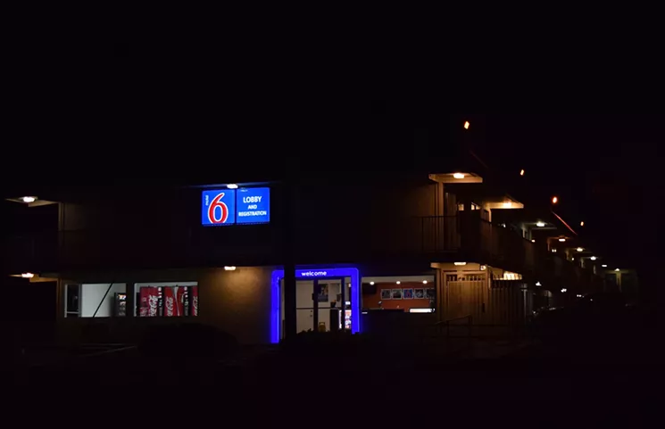 4130 North Black Canyon Highway is quiet in the early hours before dawn. This Motel 6, along with another in Phoenix, was providing guest lists to ICE, leading the agency to undocumented guests like Jorge Aranda and many others. - JOSEPH FLAHERTY