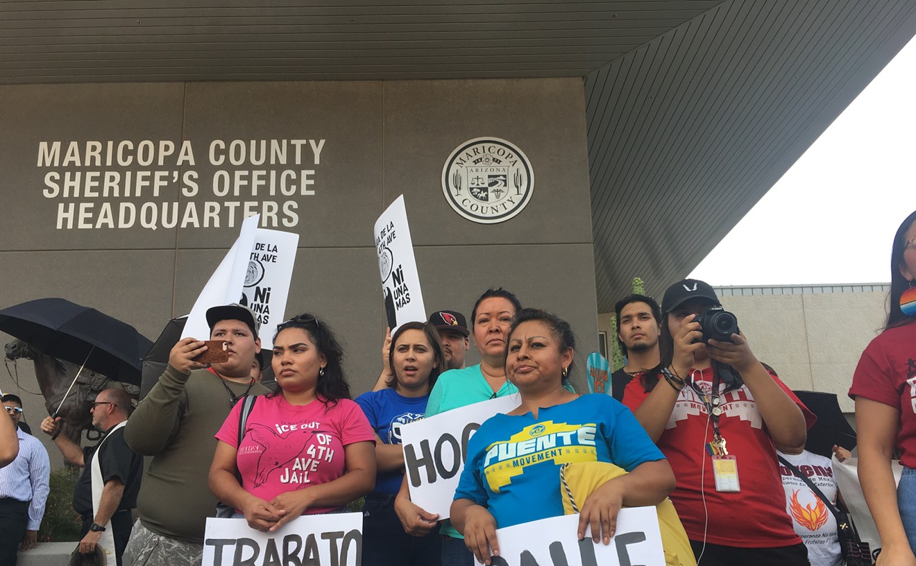 Protesters on Wednesday called for Maricopa County Sheriff Paul Penzone to end collaboration with ICE.