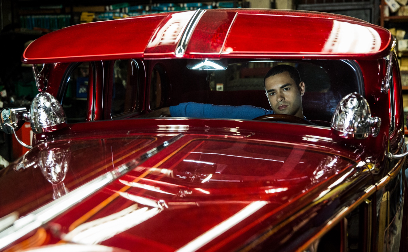 Gabriel Chavarria in a car that, honestly, is more impressive than the movie.